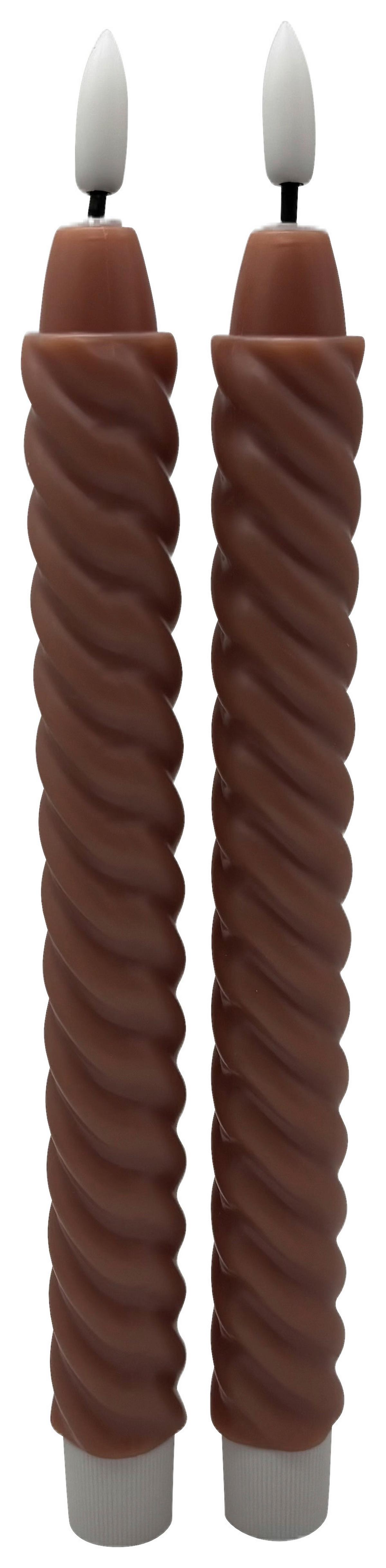 Stabkerze Twist Altrosa, 2er Set - Altrosa, Konventionell (2/25cm) - Mömax