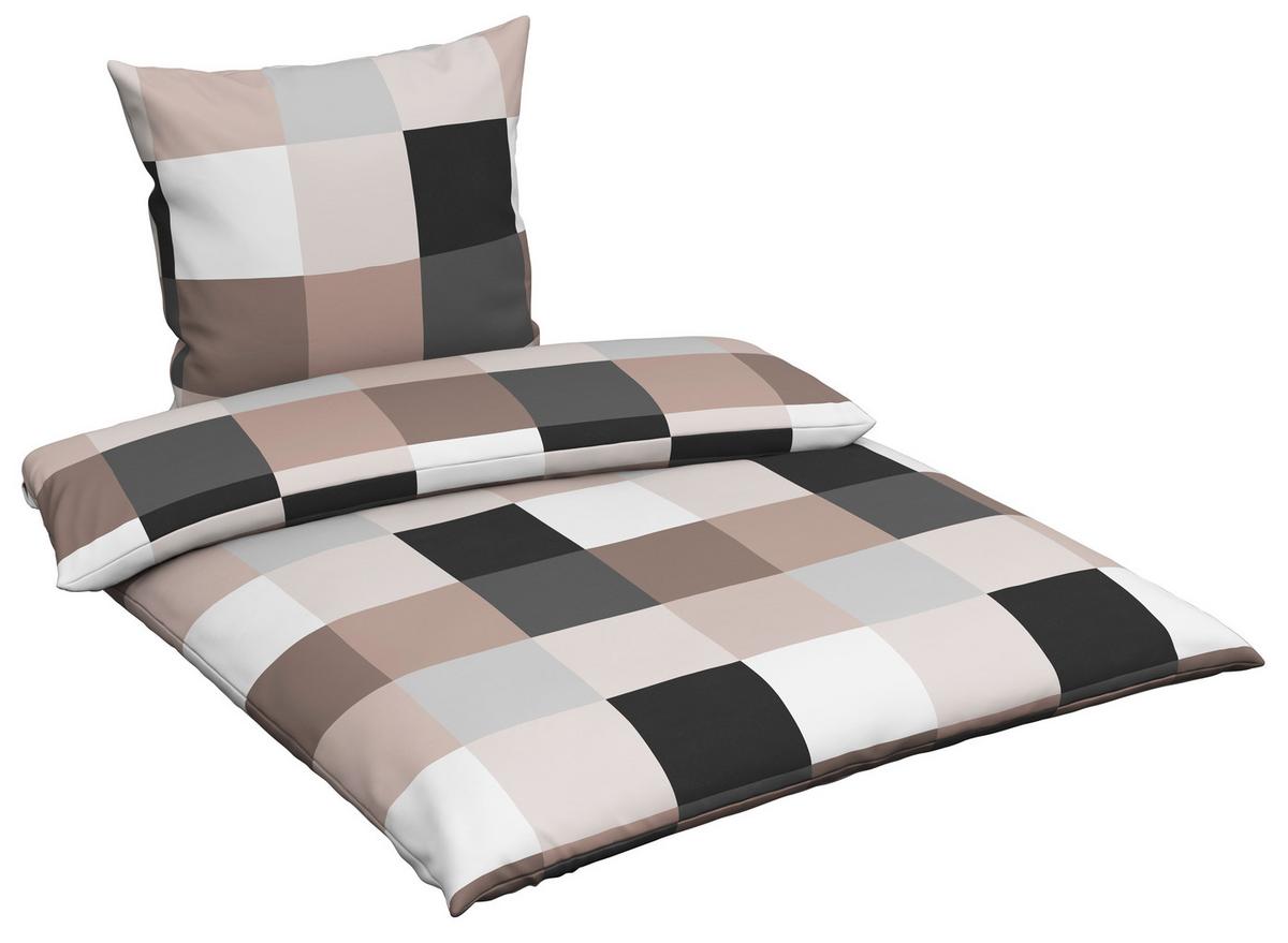POŚCIEL CHECK - taupe, tkanina (135/200cm) - Novel