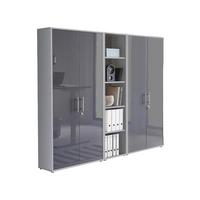 Aktenschrank Office Edition Sw Set 10 Grau - Anthrazit Hochglanz/Grau, MODERN, Holzwerkstoff (212,9/185,6/33cm) - MID.YOU