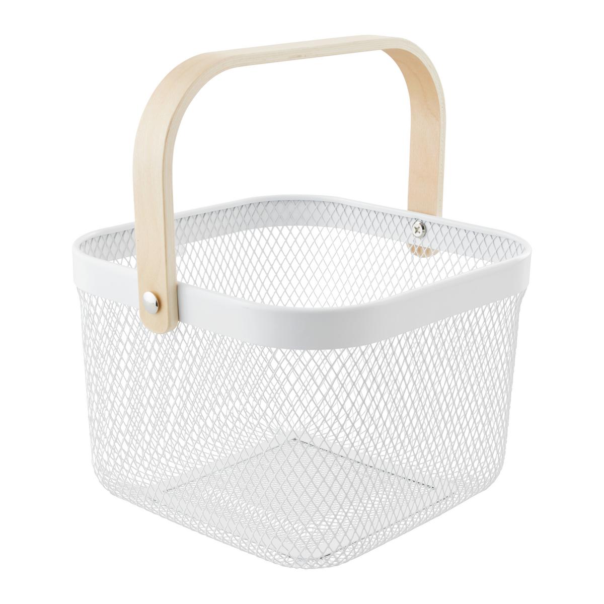 Univerzális Kosár Betty - fehér, Modern, fa/fém (26.8/25.5/17.5cm) - Mömax