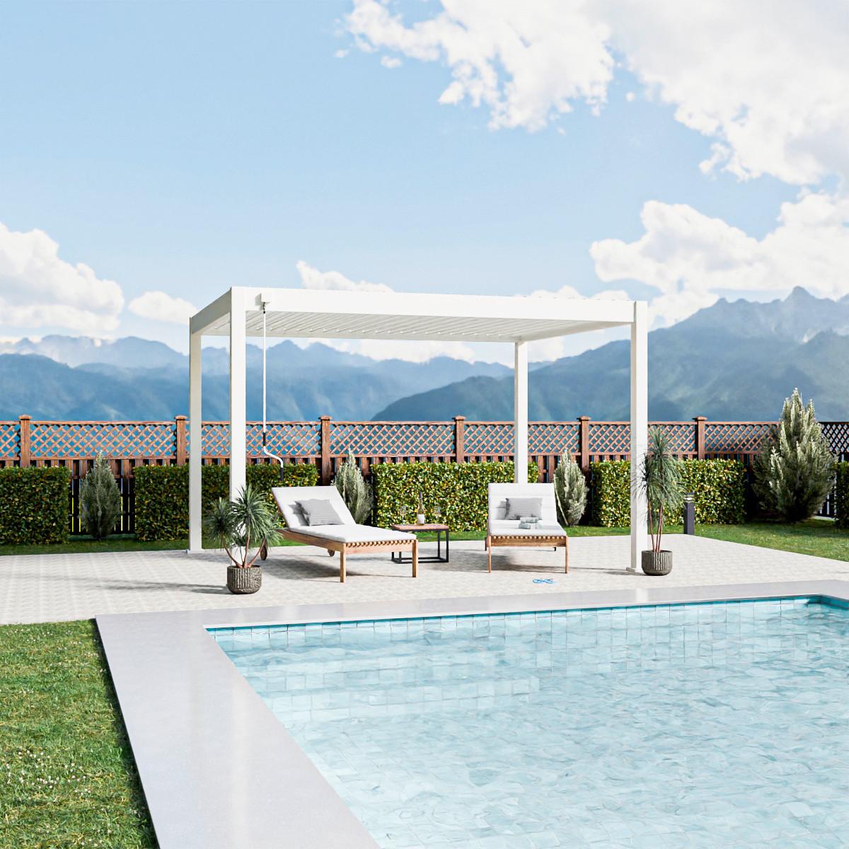 Pergola Trumpf, Bela, 3x4m - bela/visoki sijaj, Basics, kovina (300/255/400cm) - Gardenson