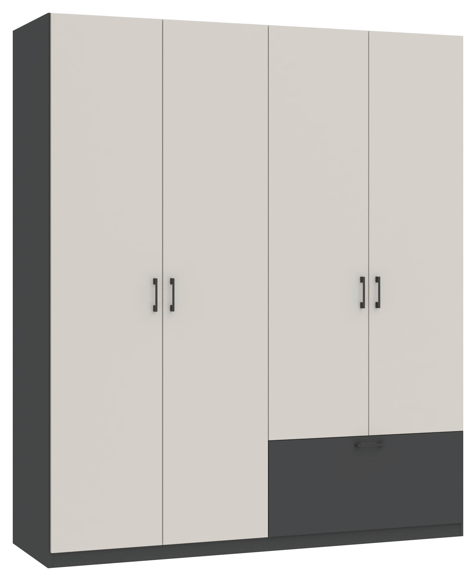 Garderobna Omara Mila, Kašmir, Antracit - kašmir/črna, Konvencionalno, umetna masa/leseni material (180/210/54cm)