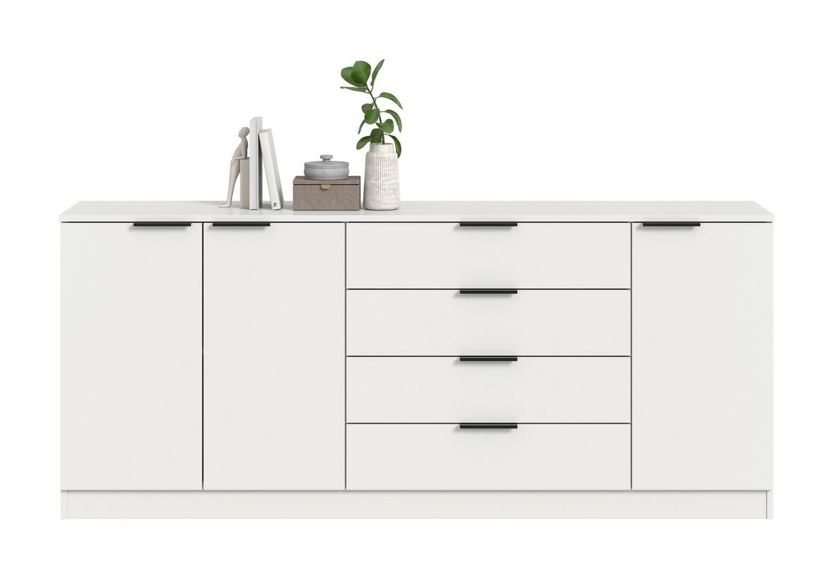 Kommode Kopenhagen Weiß - Schwarz/Weiß, Design, Holzwerkstoff/Kunststoff (185/80/35cm) - Livetastic