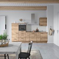 Küchenblock Structura Low m. Geräten Eiche dunkel - Eiche dunkel/Eichefarben, MODERN, Holzwerkstoff/Metall (300cm) - Nobilia