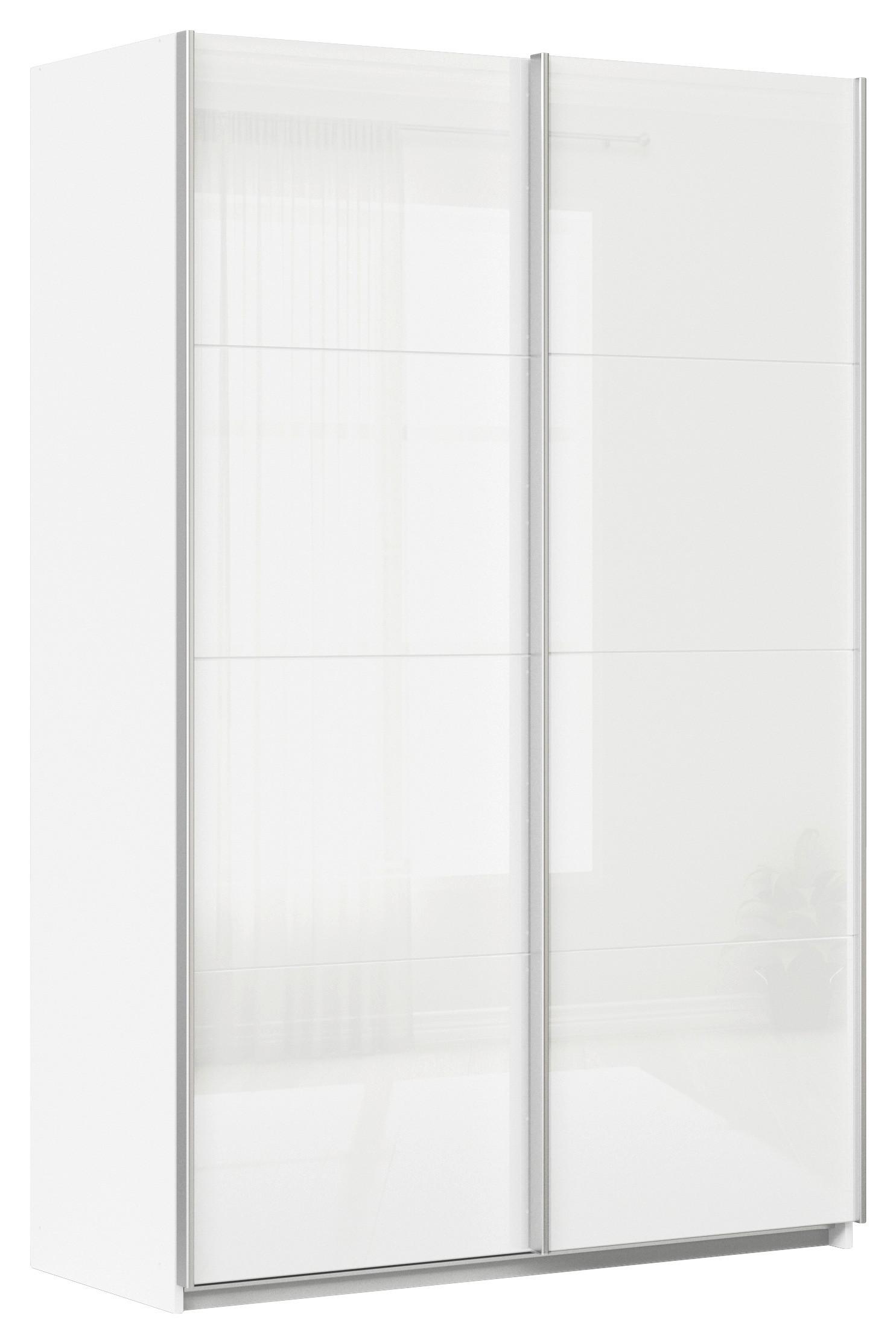 Ormar S Kliznim Vratima Feldkirch - bijela/bijela visoki sjaj, Moderno, staklo/drvni materijal (136/210/62cm)