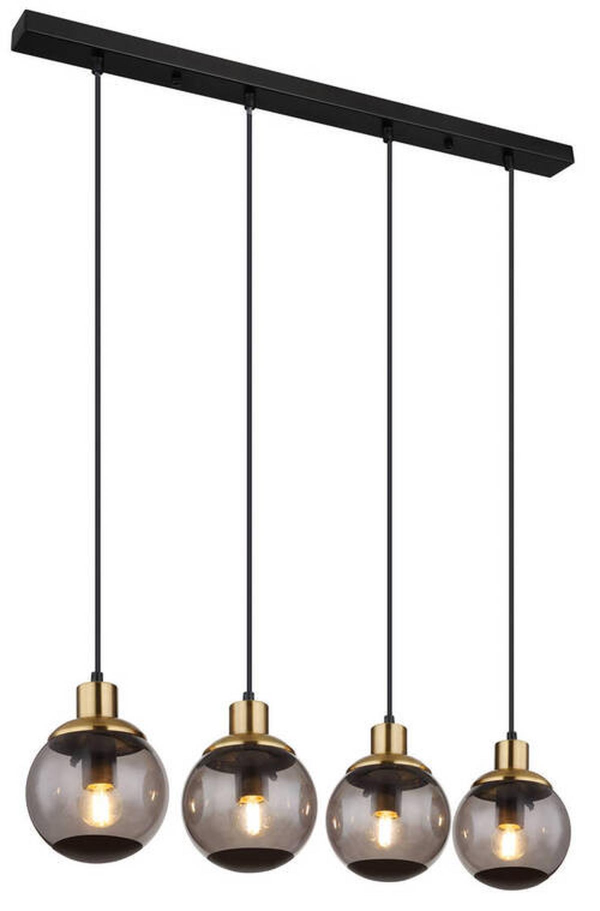 Hängeleuchte Potter Schwarz max. 25 Watt - Messingfarben/Schwarz, Design, Glas/Kunststoff (75/15/110cm) - Globo