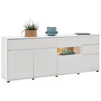 Sideboard in Weiss/Eiche Artisan - Chromfarben/Weiss, Modern, Holzwerkstoff/Metall (203/81/44cm) - Mömax