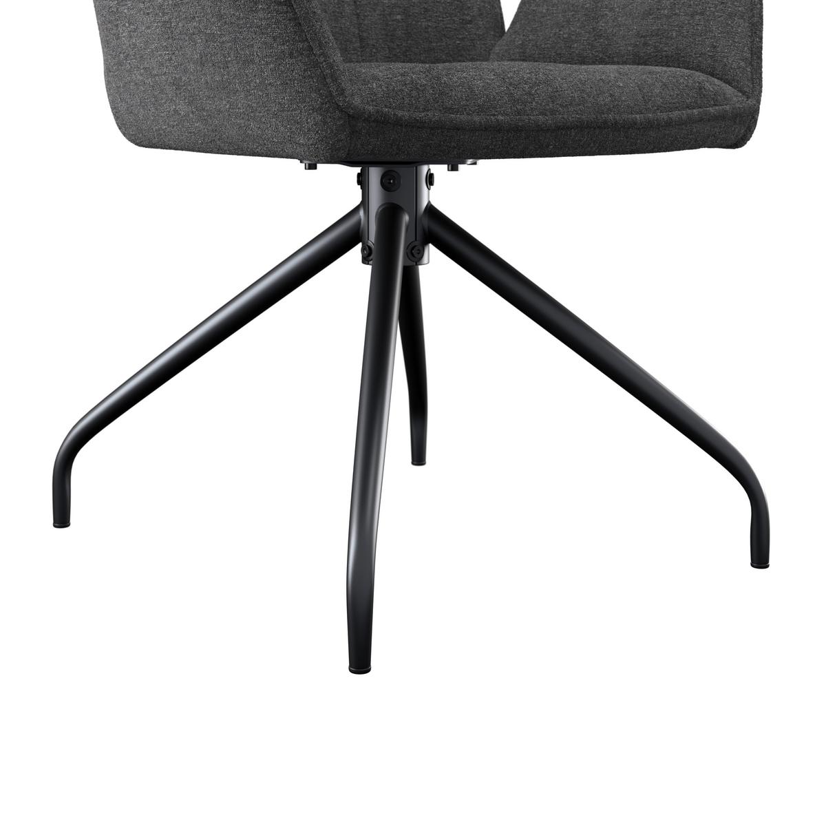Naslanjač Fria, Temno Siva, Vrtljiv - temno siva/črna, Konvencionalno, kovina/tekstil (59/86/62cm)