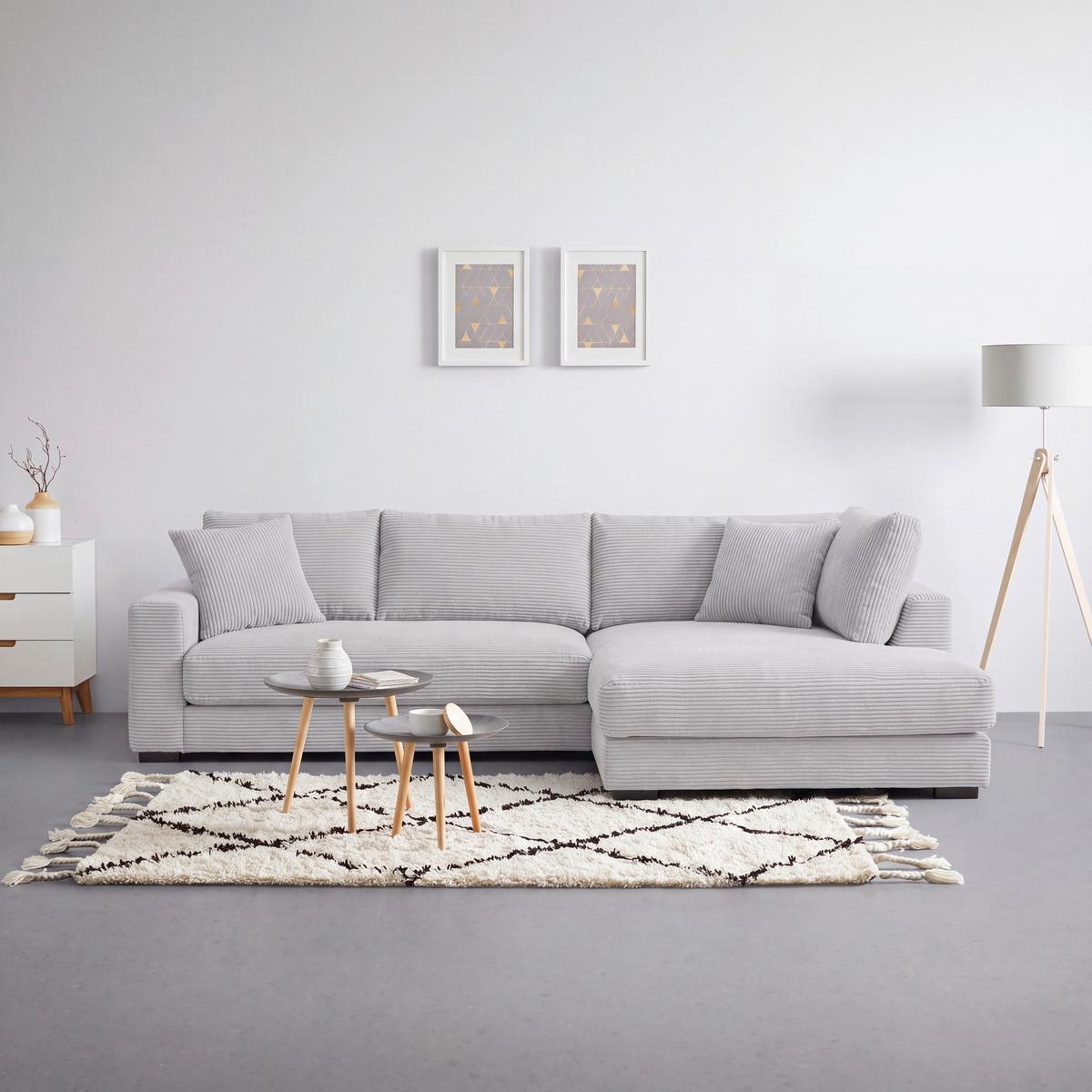 Ecksofa Pedro Hellgrau - Hellgrau/Schwarz, MODERN, Kunststoff/Textil (300/190cm) - Mömax