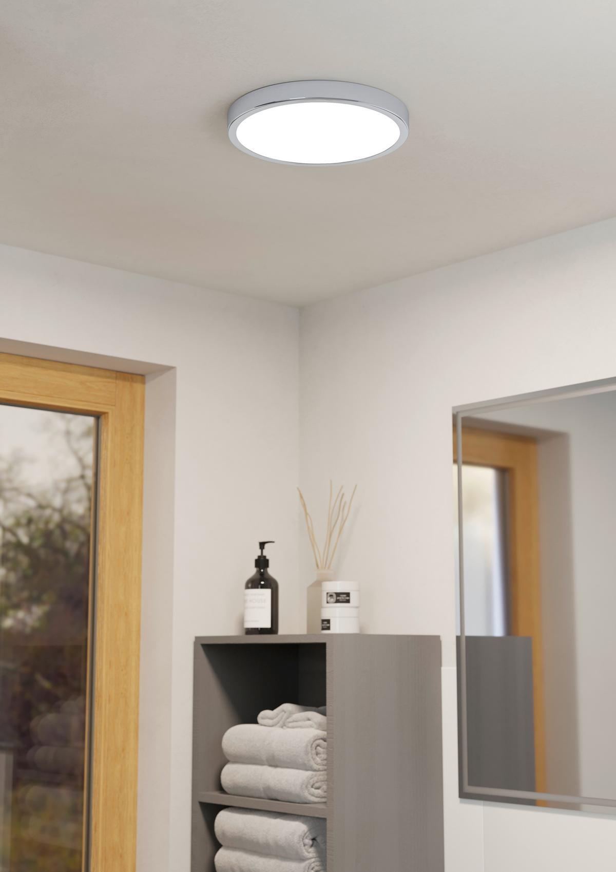 Badezimmer-Deckenleuchte Fueva max. 20,5 Watt - Chromfarben/Weiß, KONVENTIONELL, Kunststoff/Metall (28,5/28,5/2,8cm) - Eglo