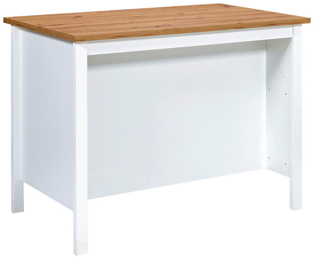 Kücheninsel Sicilia Weiß - Silberfarben/Weiß, MODERN, Holzwerkstoff/Metall (124/91/75cm) - Mömax