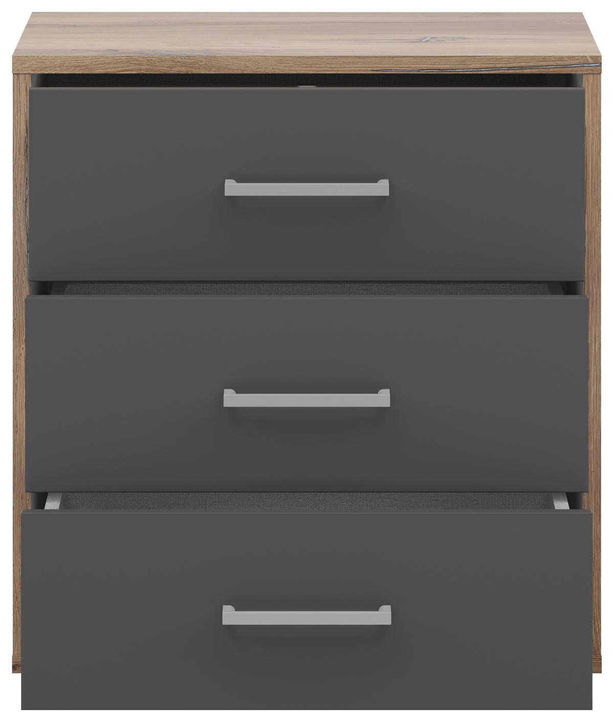 NOPTIERA SMART 3 - culoare lemn stejar/antracit, Basics, material pe bază de lemn (50/54/35cm) - Modern Living