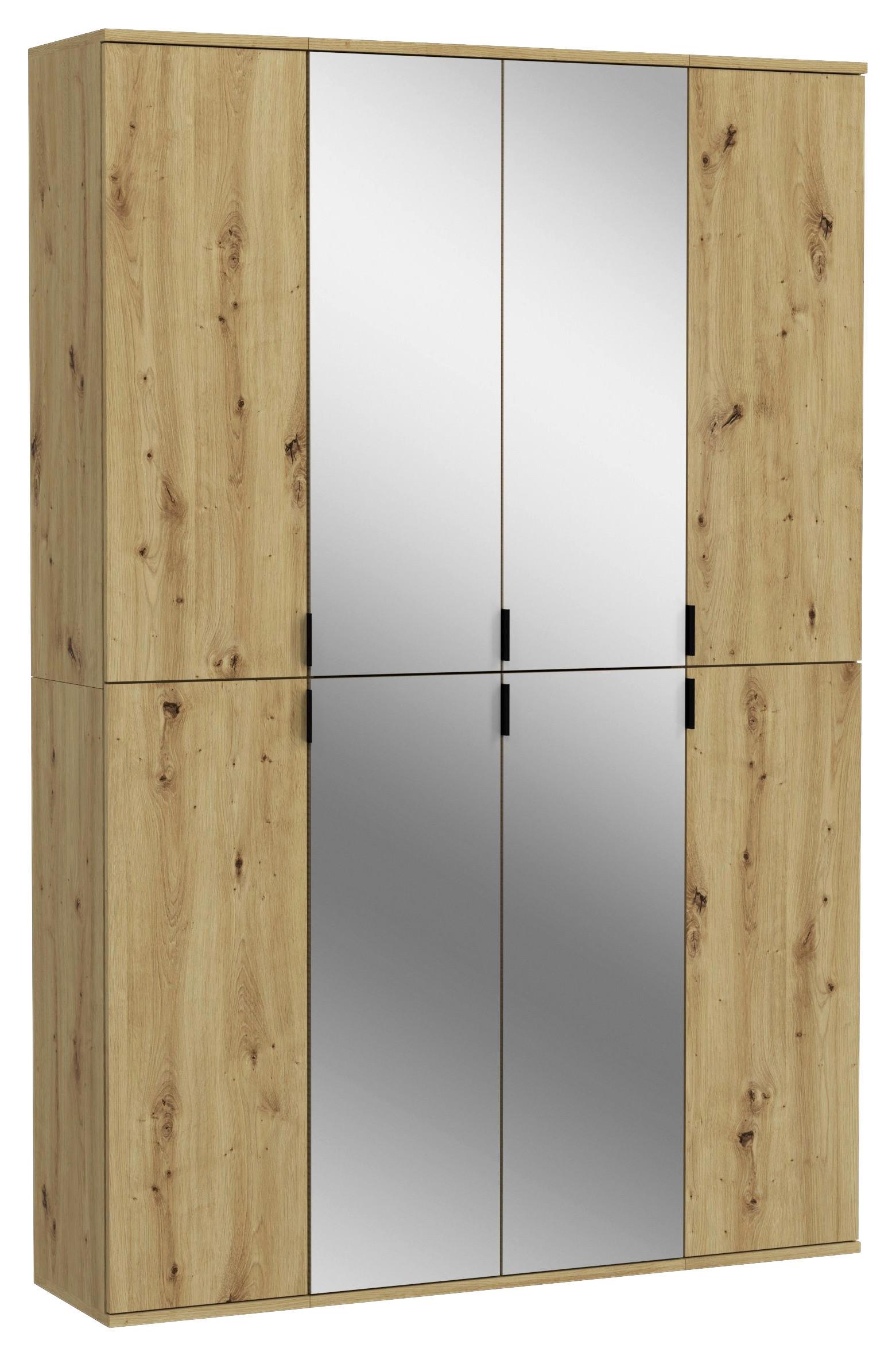 Garderobenschrank Projekt X ca. 121x193 cm Artisan Eiche - Schwarz, KONVENTIONELL, Glas/Holzwerkstoff (121/193/34cm) - MID.YOU