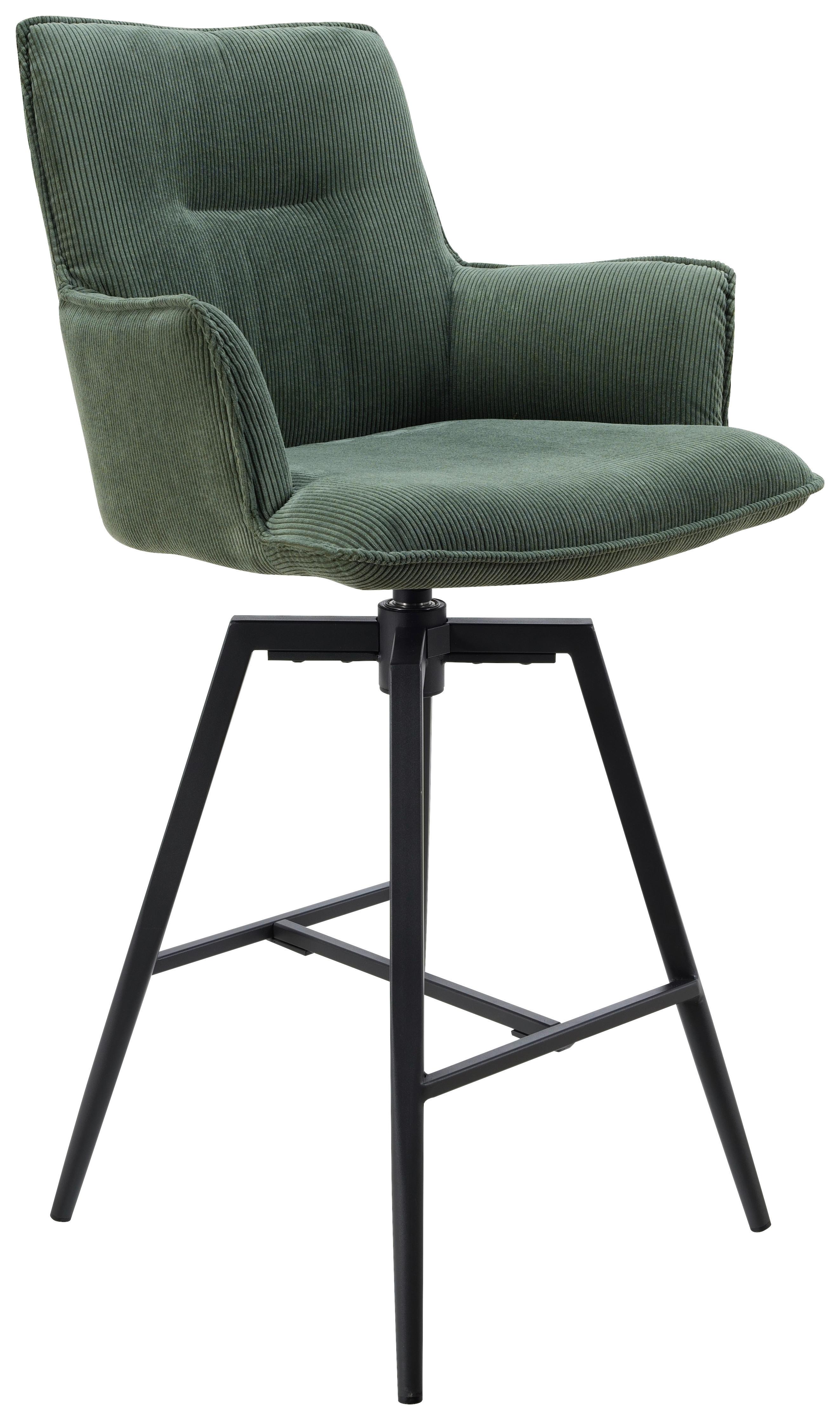 STOŁEK BAROWY SAGA - zielony/czarny, Design, metal/tkanina (56/102/56cm) - Novel