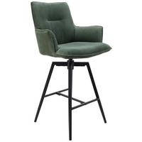 STOŁEK BAROWY SAGA - zielony/czarny, Design, metal/tkanina (56/102/56cm) - Novel