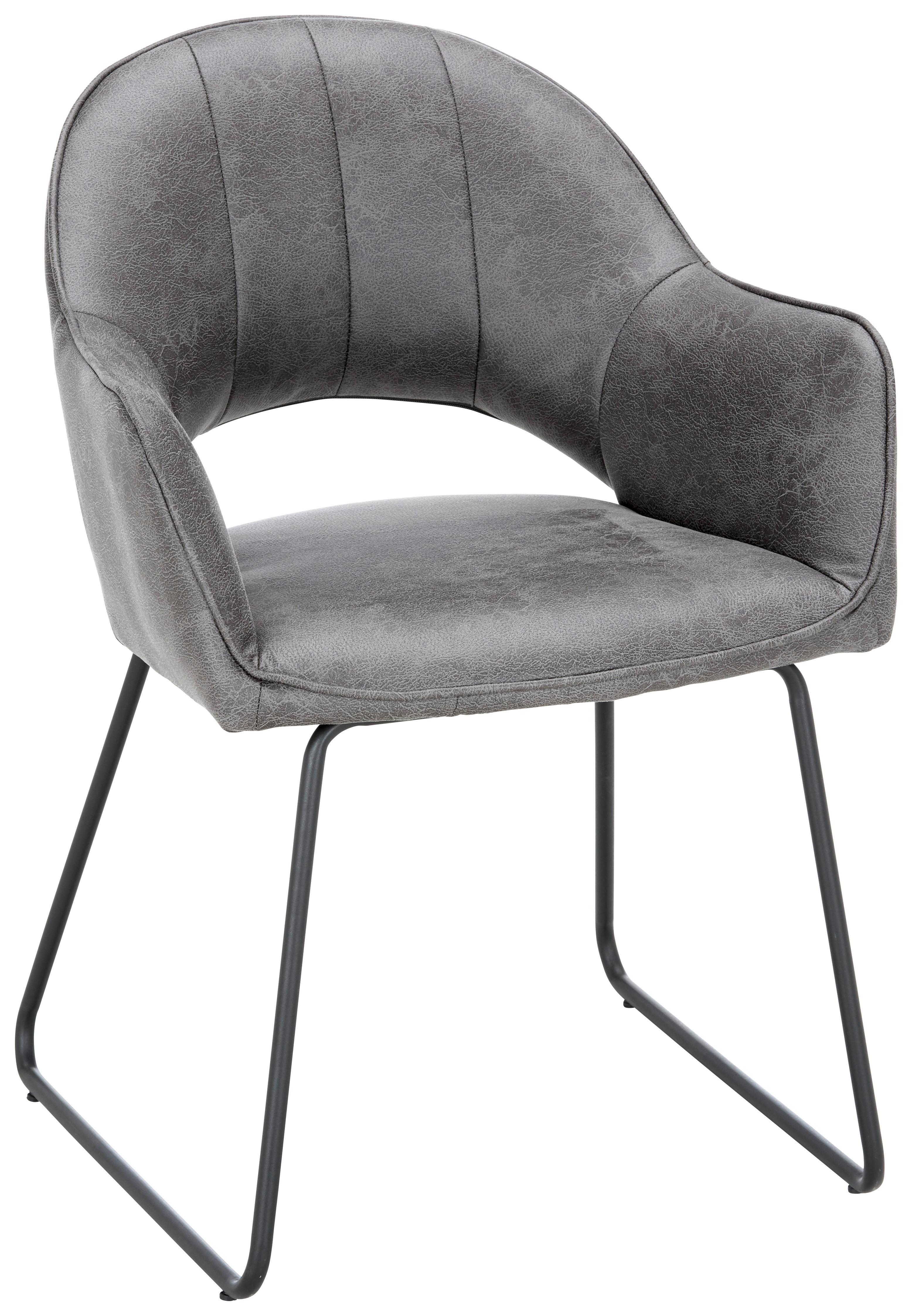 Stuhl in Anthrazit/Schwarz - Anthrazit/Schwarz, MODERN, Textil/Metall (60/84/62cm) - Modern Living