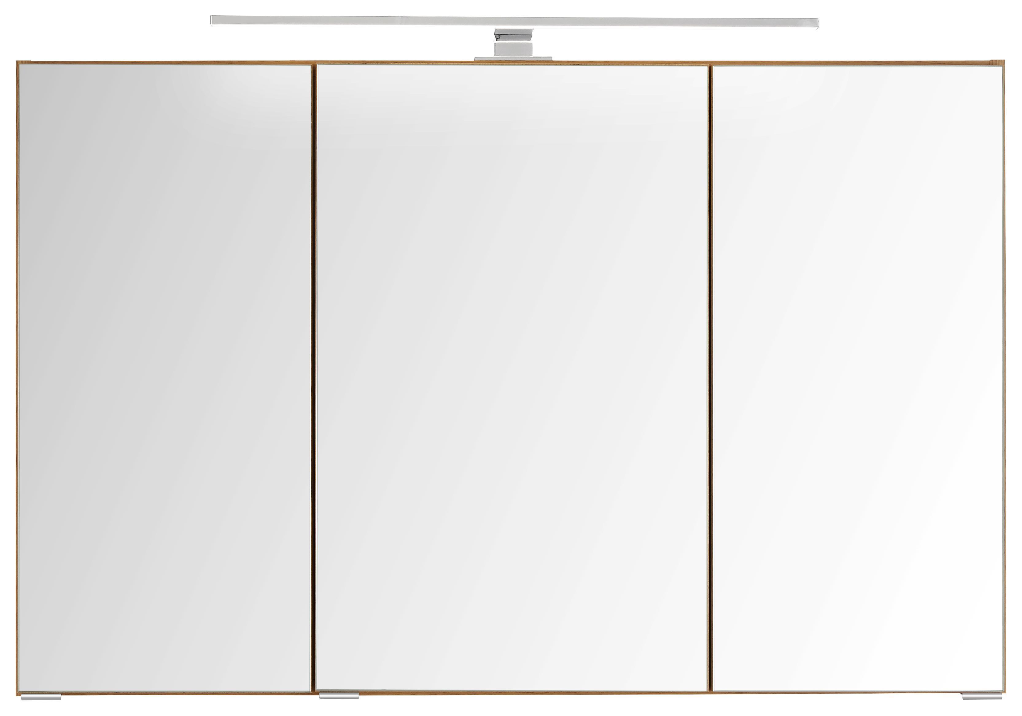 Spiegelschrank Eichefarben - Chromfarben/Eichefarben, MODERN, Glas/Holzwerkstoff (100/66/20cm)