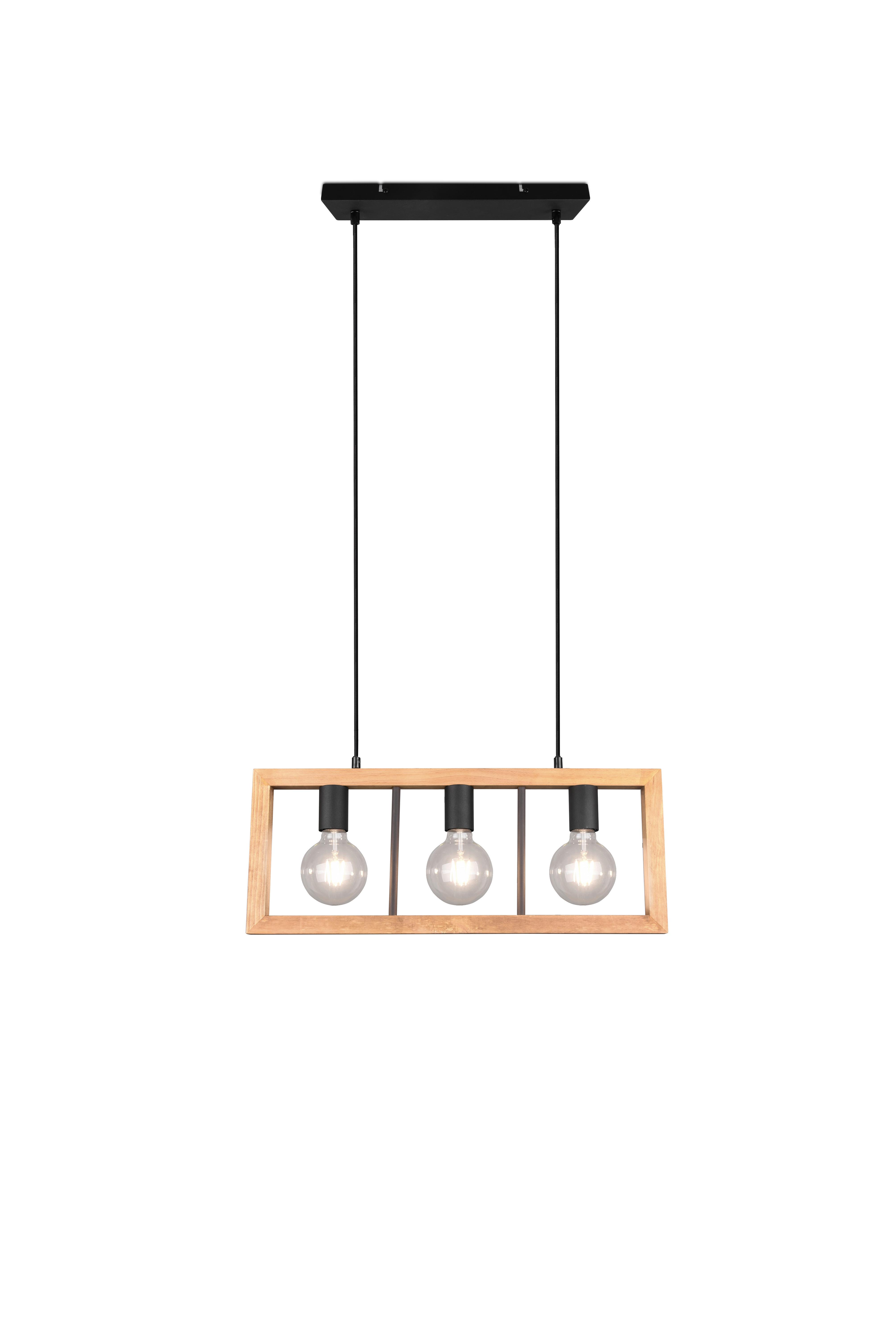 Pendelleuchte Agra Braun/Schwarz max. 10 Watt - Schwarz/Braun, Natur, Holz/Metall (60/150/8,5cm) - Trio Leuchten