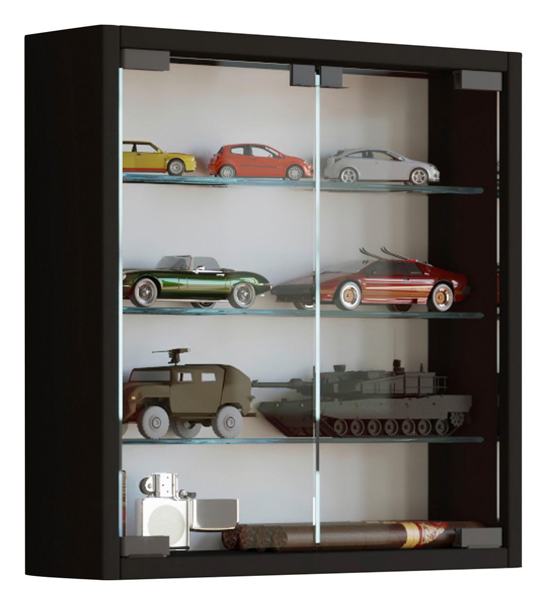 Hängevitrine Mandosa S ca.40x40x10cm Schwarz - Klar/Schwarz, KONVENTIONELL, Glas/Holzwerkstoff (40/40/10cm) - MID.YOU