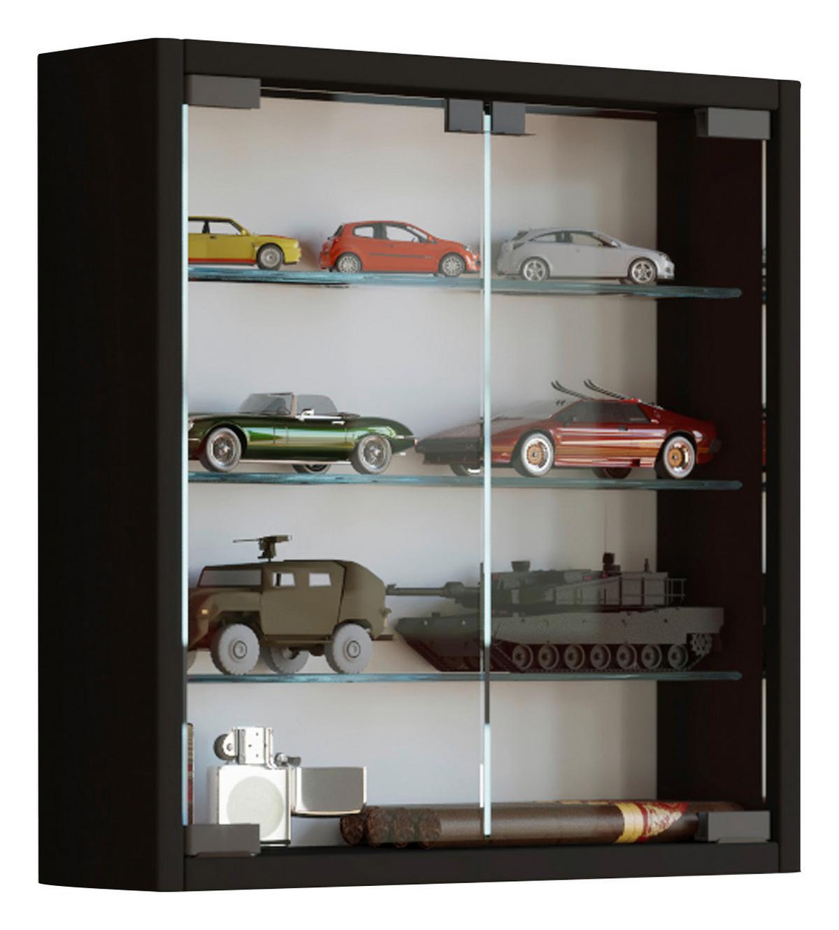 Hängevitrine Mandosa S ca.40x40x10cm Schwarz - Klar/Schwarz, KONVENTIONELL, Glas/Holzwerkstoff (40/40/10cm) - MID.YOU