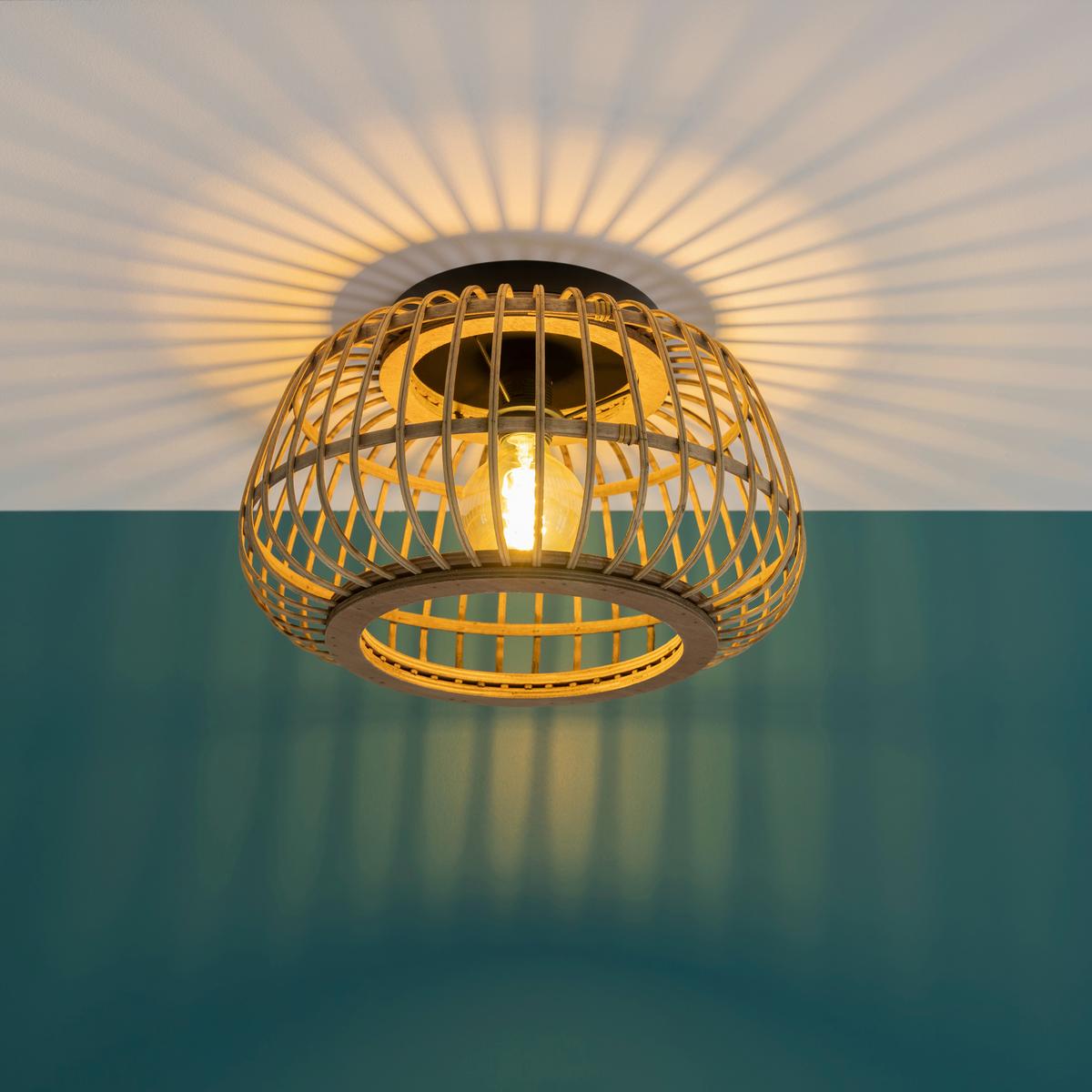 LAMPA SUFITOWA 99617/76 NIKKA DE1 - czarny/brązowy, Natur, metal/drewno (40/24,5cm) - Brilliant