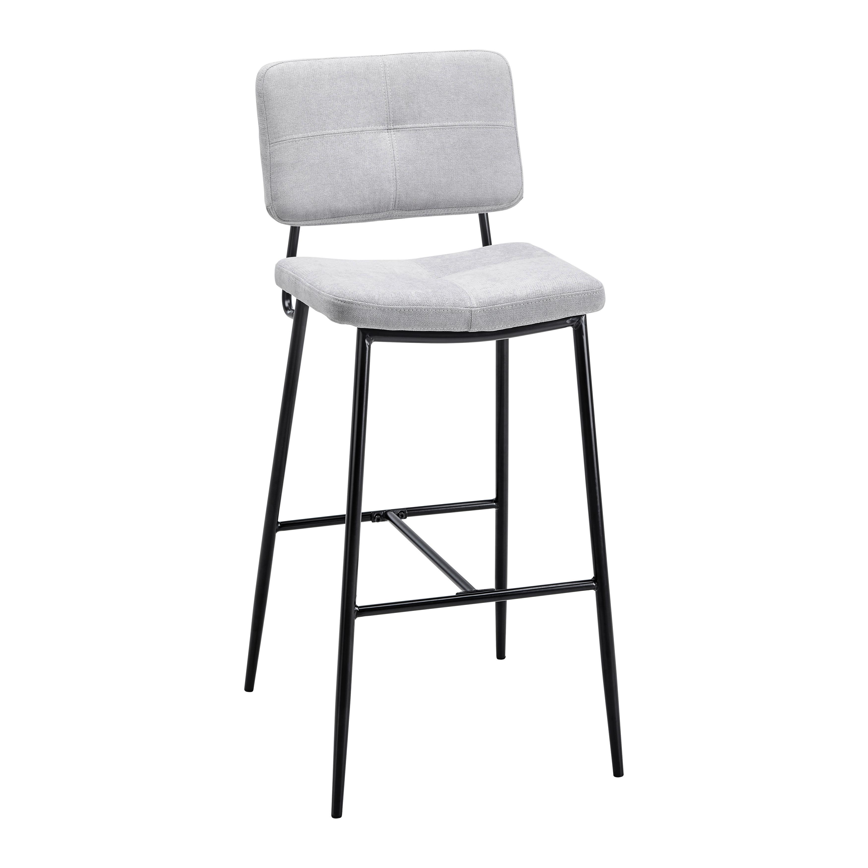 Barhocker Neta Hellgrau Webstoff Gepolstert - Hellgrau/Schwarz, MODERN, Holz/Textil (45cm) - Bessagi Home