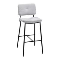 Barhocker Neta Hellgrau Webstoff Gepolstert - Hellgrau/Schwarz, MODERN, Holz/Textil (45cm) - Bessagi Home