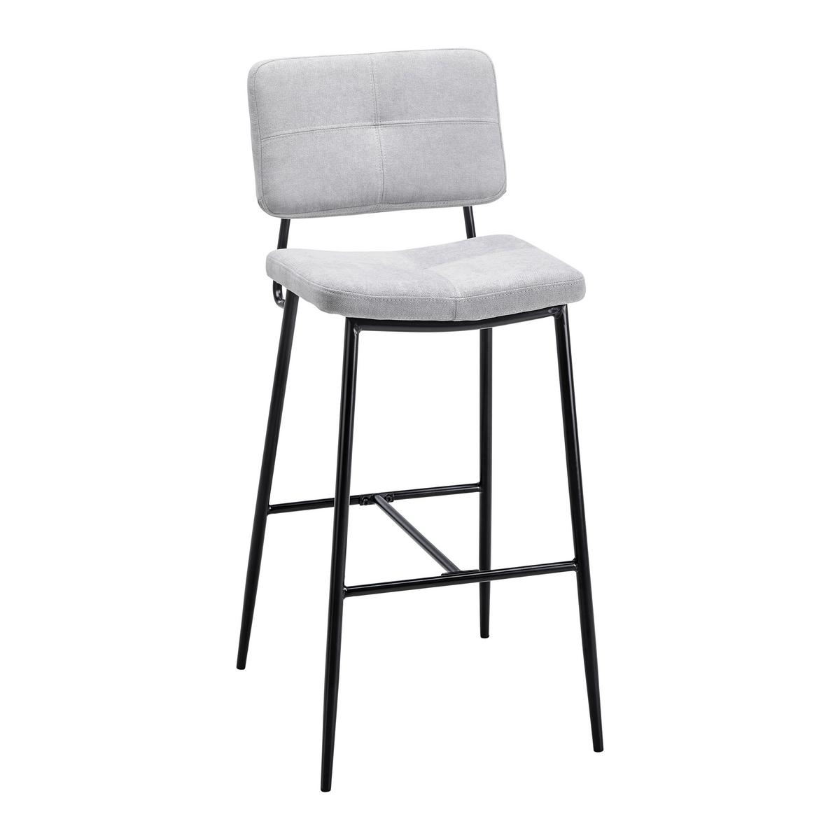 Barhocker Neta Hellgrau Webstoff Gepolstert - Hellgrau/Schwarz, MODERN, Holz/Textil (45cm) - Bessagi Home