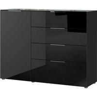 Sideboard Oakland in Schwarz - Silberfarben/Schwarz, Modern, Glas/Holzwerkstoff (134/102/42cm) - Premium Living