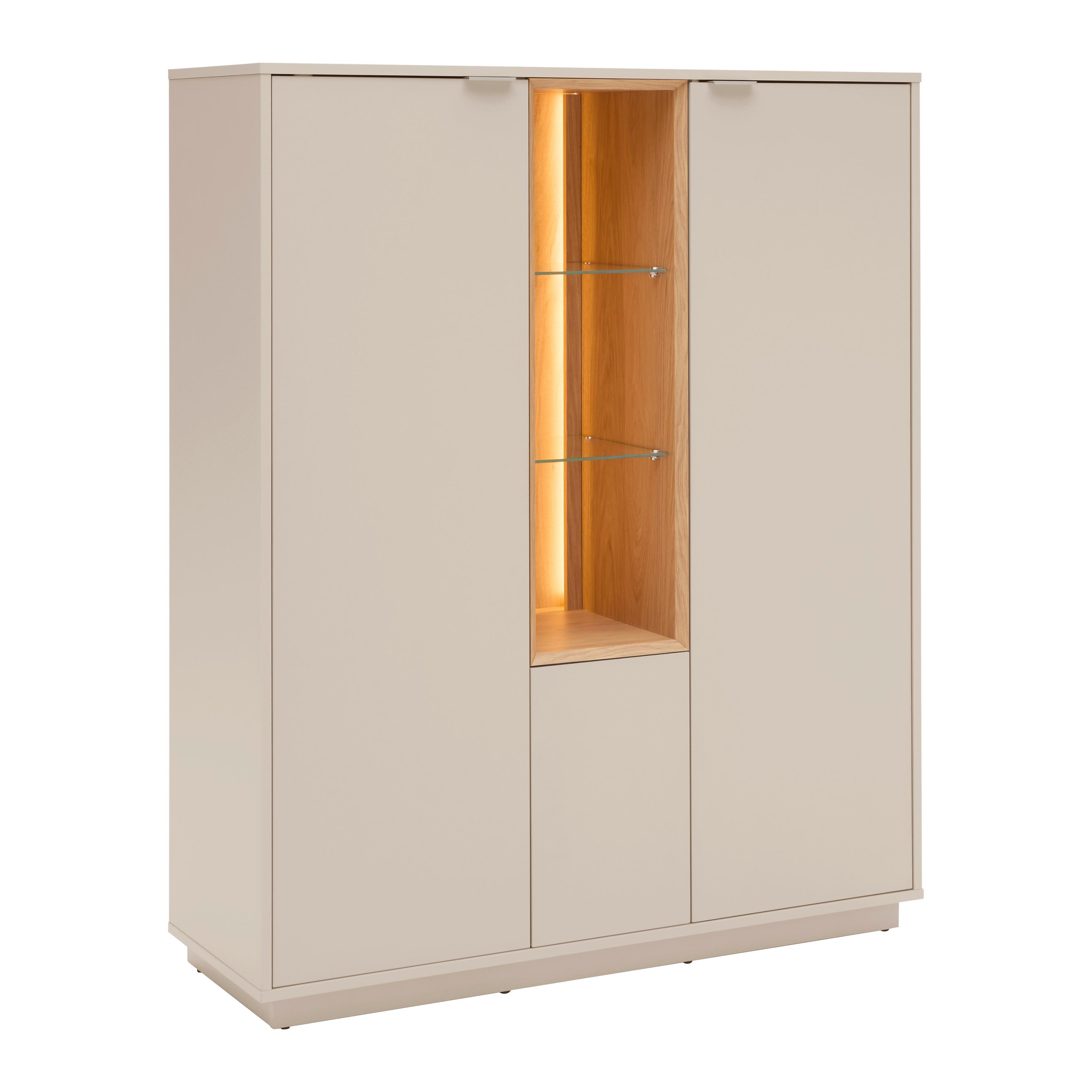 Highboard Eichefarben/kaschmir - Kaschmir/Eichefarben, Modern, Glas/Holzwerkstoff (116,4/95,4/40cm) - Premium Living