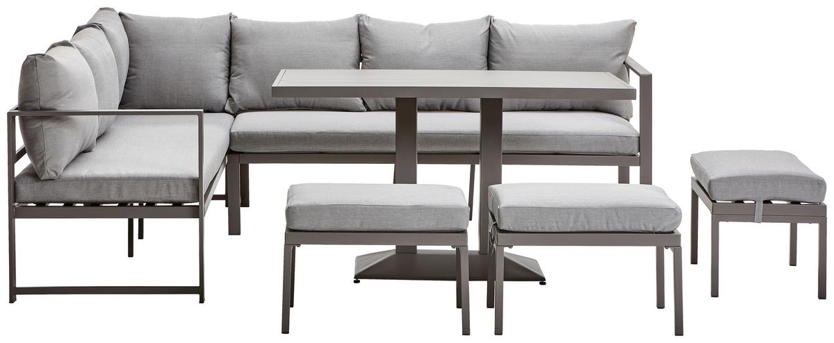 KOMPLET STOŁOWY NA TARAS MASSA - antracytowy/szary, Modern, metal/tkanina (193/244cm) - Ambia Garden