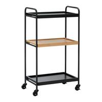 Rollwagen Giorgia Eichefarben/ Schwarz Echtholz/MDF - Eichefarben/Schwarz, MODERN, Holz/Kunststoff (50/89/30cm) - Bessagi Home