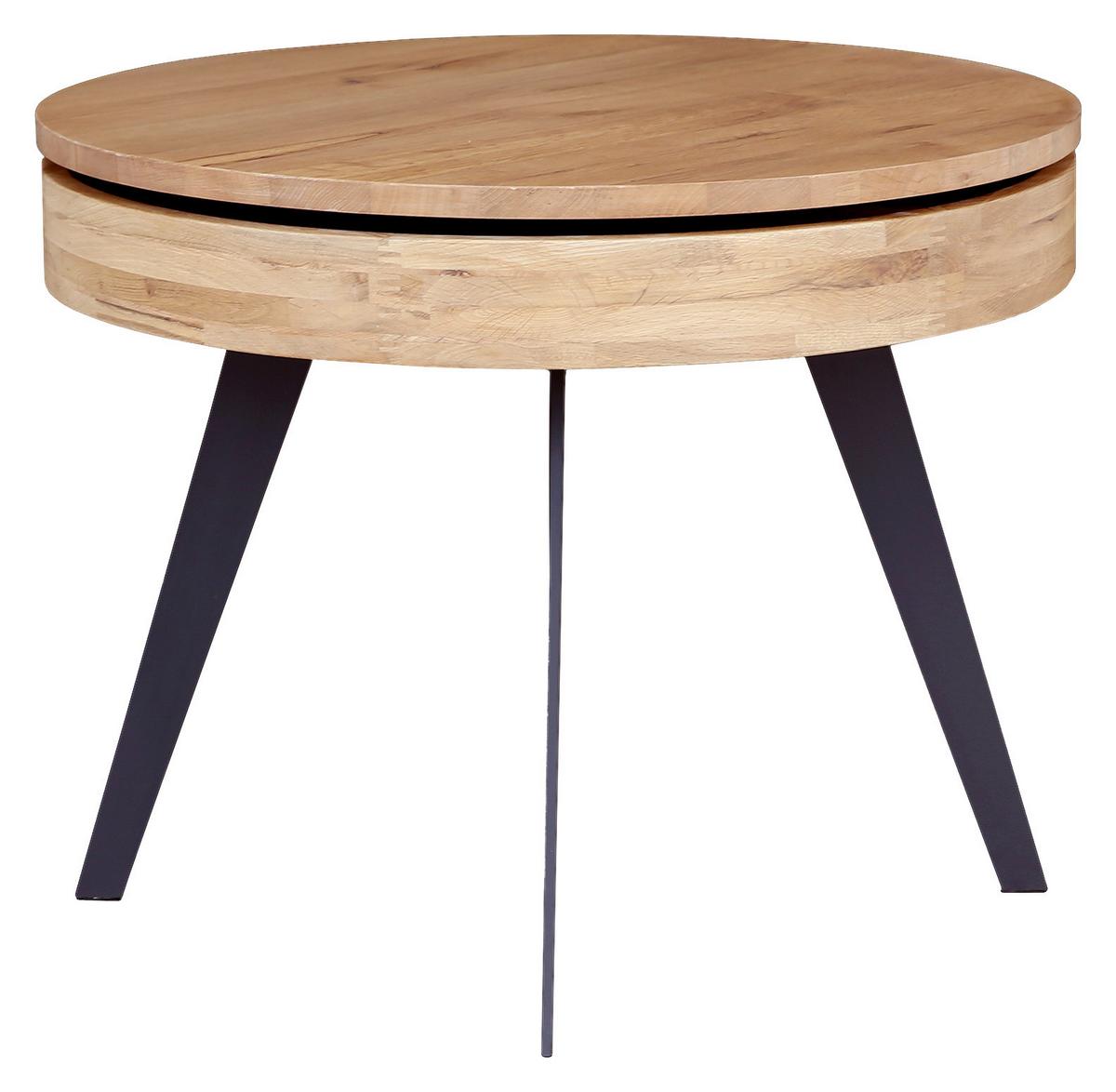 Klubska Miza Dallas, Barva Hrasta - črna/naravne barve, Moderno, kovina/leseni material (70/56cm) - Mömax