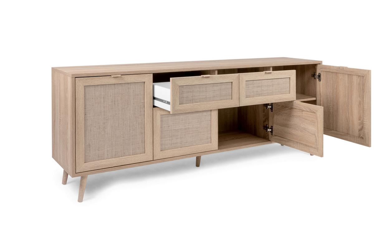 KOMODA SZEROKA BALI - kolor dębu sonoma, Natur, materiał drewnopochodny/tworzywo sztuczne (180/71/40cm) - MID.YOU