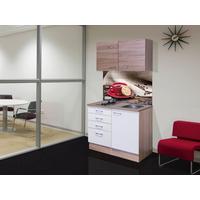 Miniküche Samoa Weiß/Eichefarben - Alufarben/Weiß, MODERN, Holzwerkstoff/Kunststoff (100cm) - FlexWell