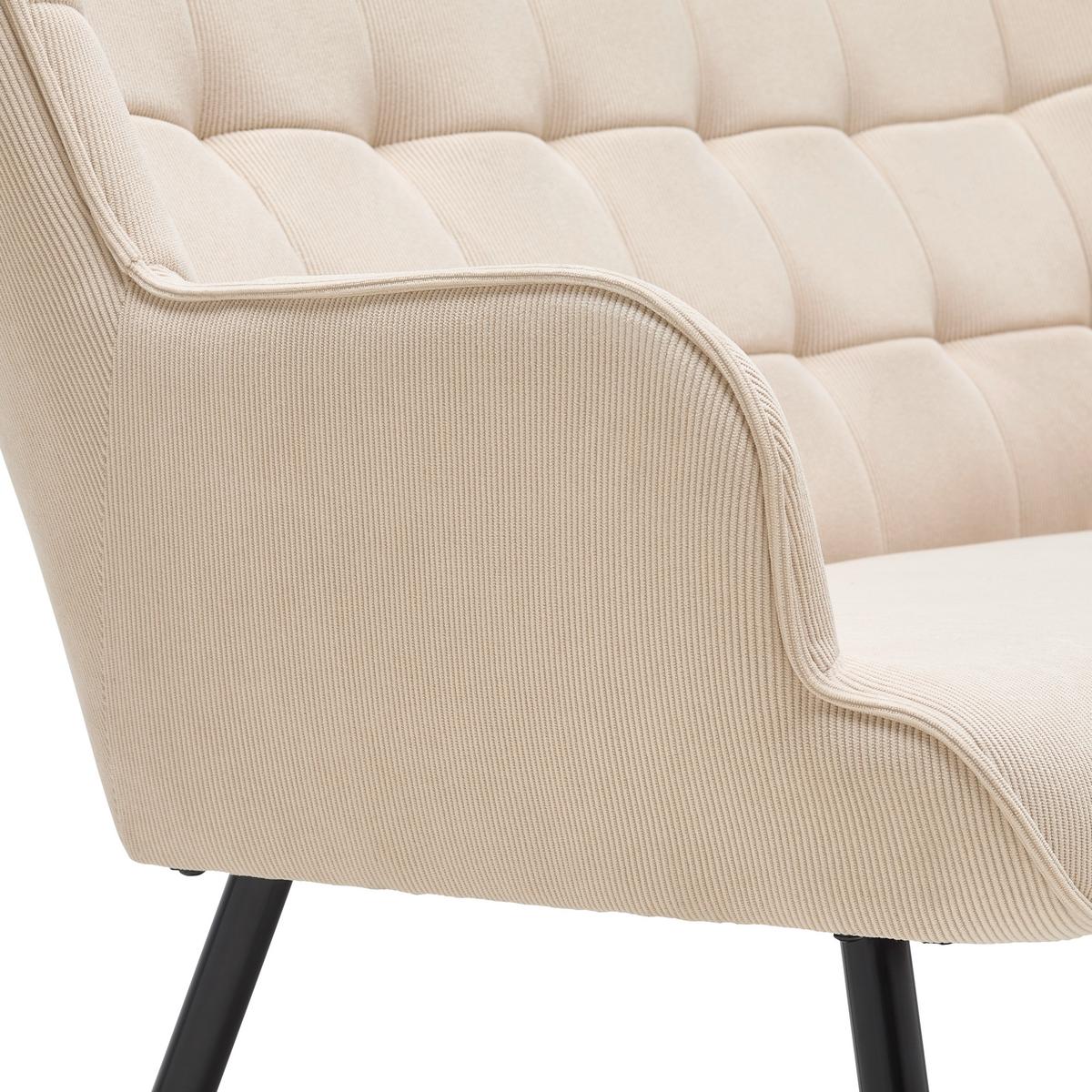 2-Sitzer-Sofa Dallas Creme ca. 128x99x79cm - Creme/Schwarz, MODERN, Holz/Textil (128/99/79cm) - Mömax