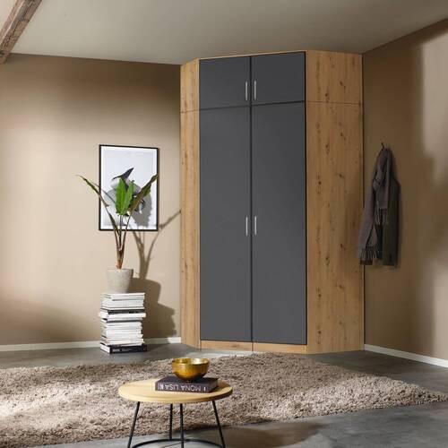 Aufsatzschrank Aalen Grau/Eiche Artisan - Alufarben/Eiche Artisan, Holzwerkstoff/Kunststoff (117/39/104cm) - Mömax