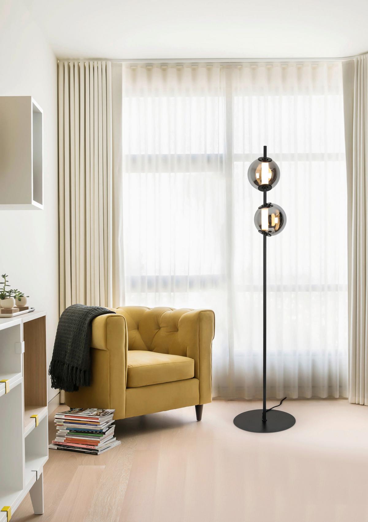 LAMPA STOJĄCA LED SECO *DK* - czarny/kolor chromowy, Design, tworzywo sztuczne/metal (34/168cm) - Dieter Knoll