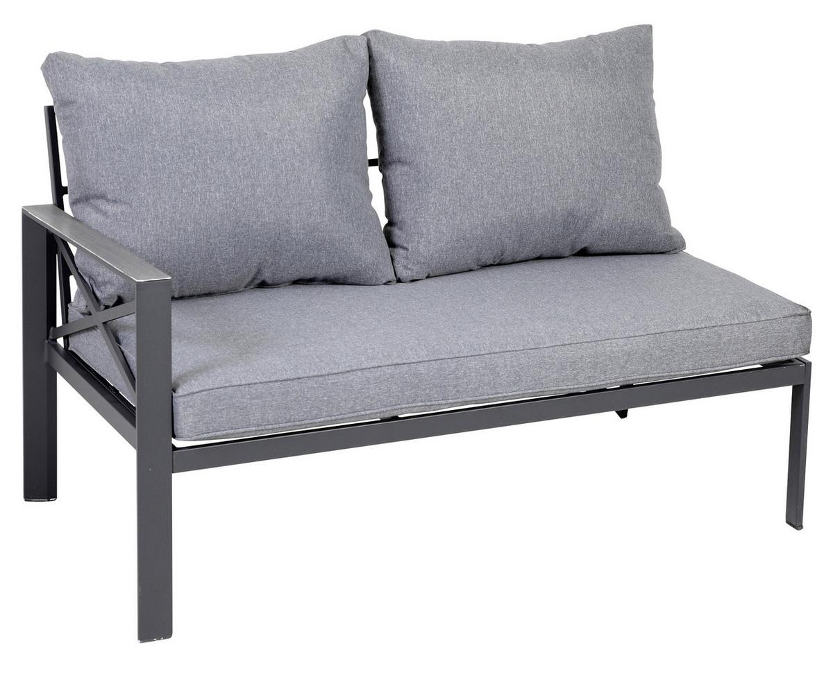 Loungegarnitur 4-tlg Amsterdam aus Aluminium mit Glasplatte - Anthrazit, Basics, Glas/Textil (131,5/77/72cm) - Gardenson