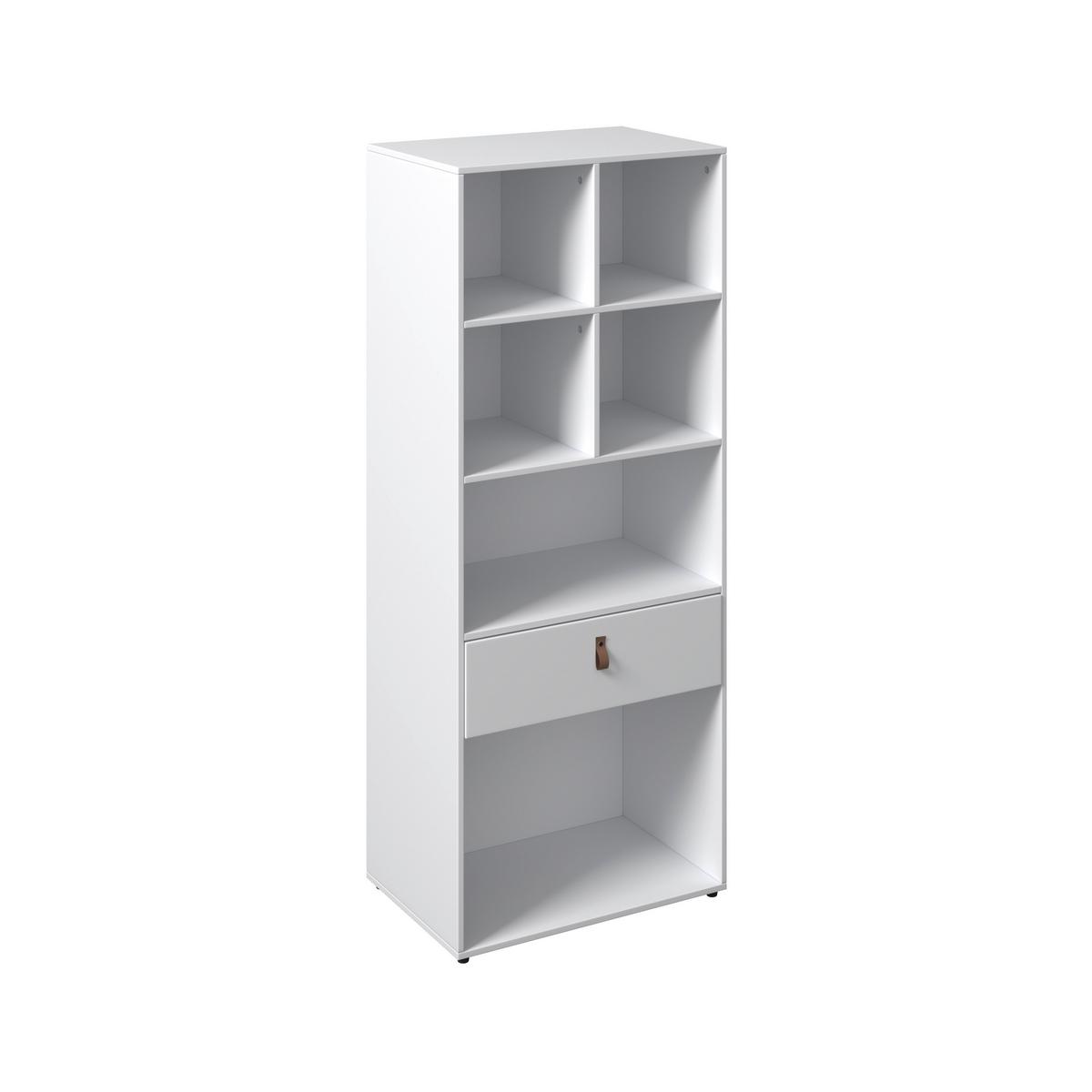 REGAL in weiß "Mick" - Weiss/Schwarz, Modern, Kunststoff/Textil (60/148,5/40cm) - Bessagi Home