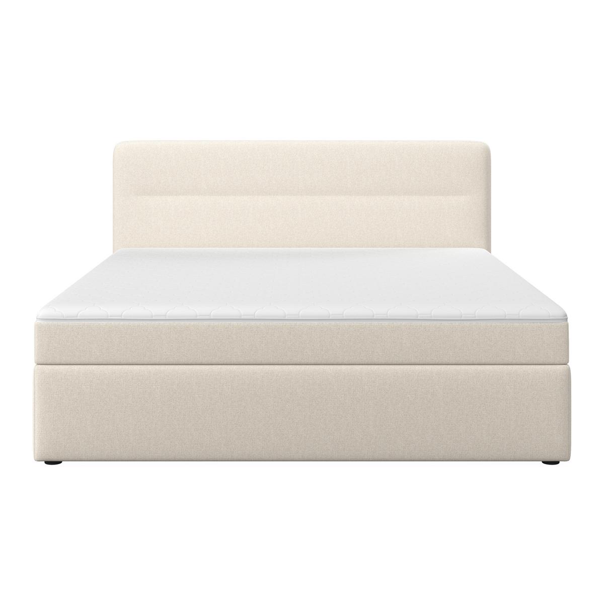 Pat boxspring Marco cca 180x200 cm, bej cu topper - crem, Modern, lemn/textil (180/200cm) - Bessagi