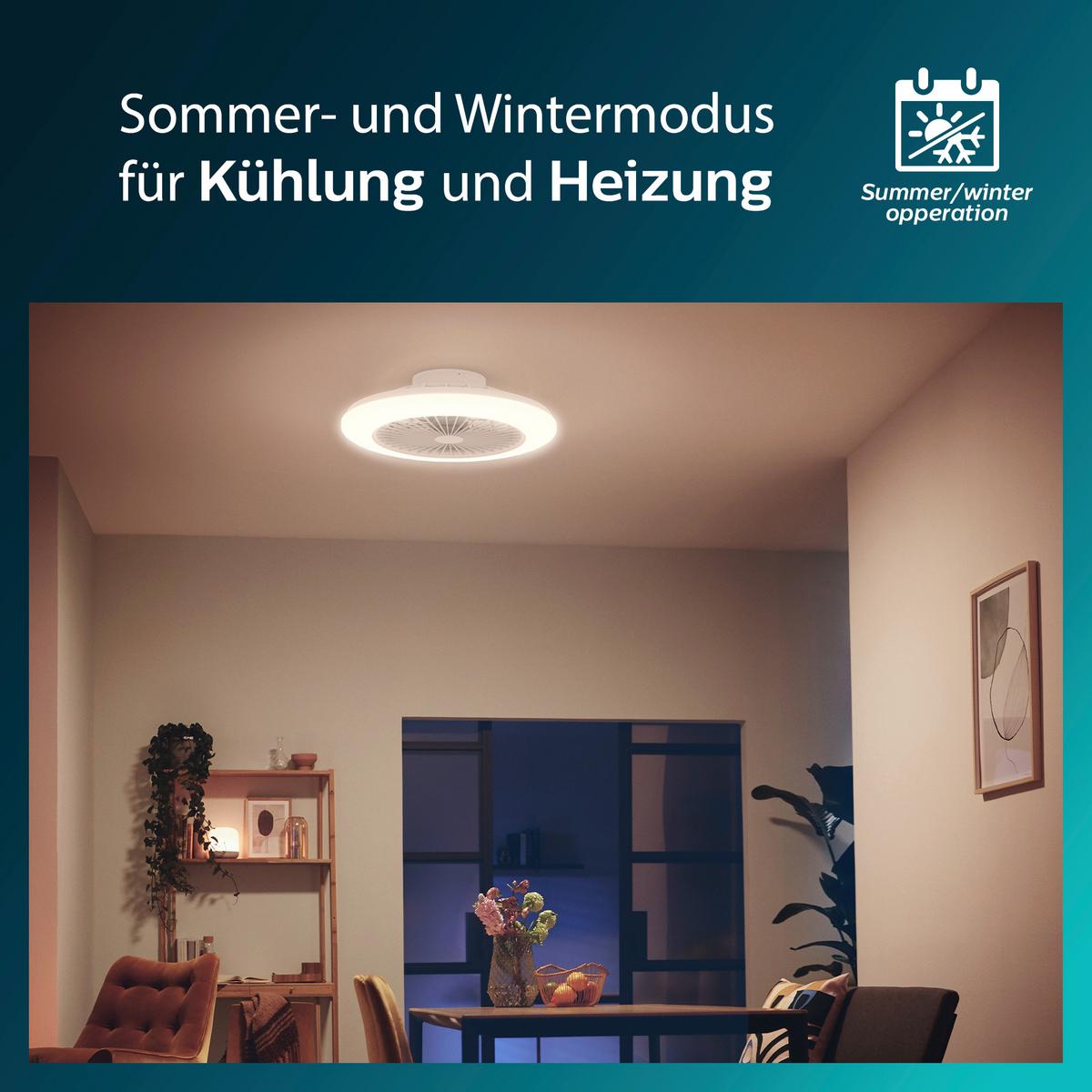 WENTYLATOR SUFITOWY AMIGO FLAT FAN CEILING IR RD - biały, Konventionell, tworzywo sztuczne (57,7/14,2/57,7cm) - Philips