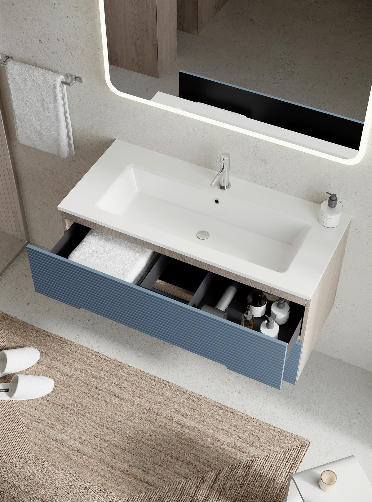 MASCĂ PENTRU LAVOAR IRIS - albastru/antracit, Modern, material pe bază de lemn (100/51/46cm)