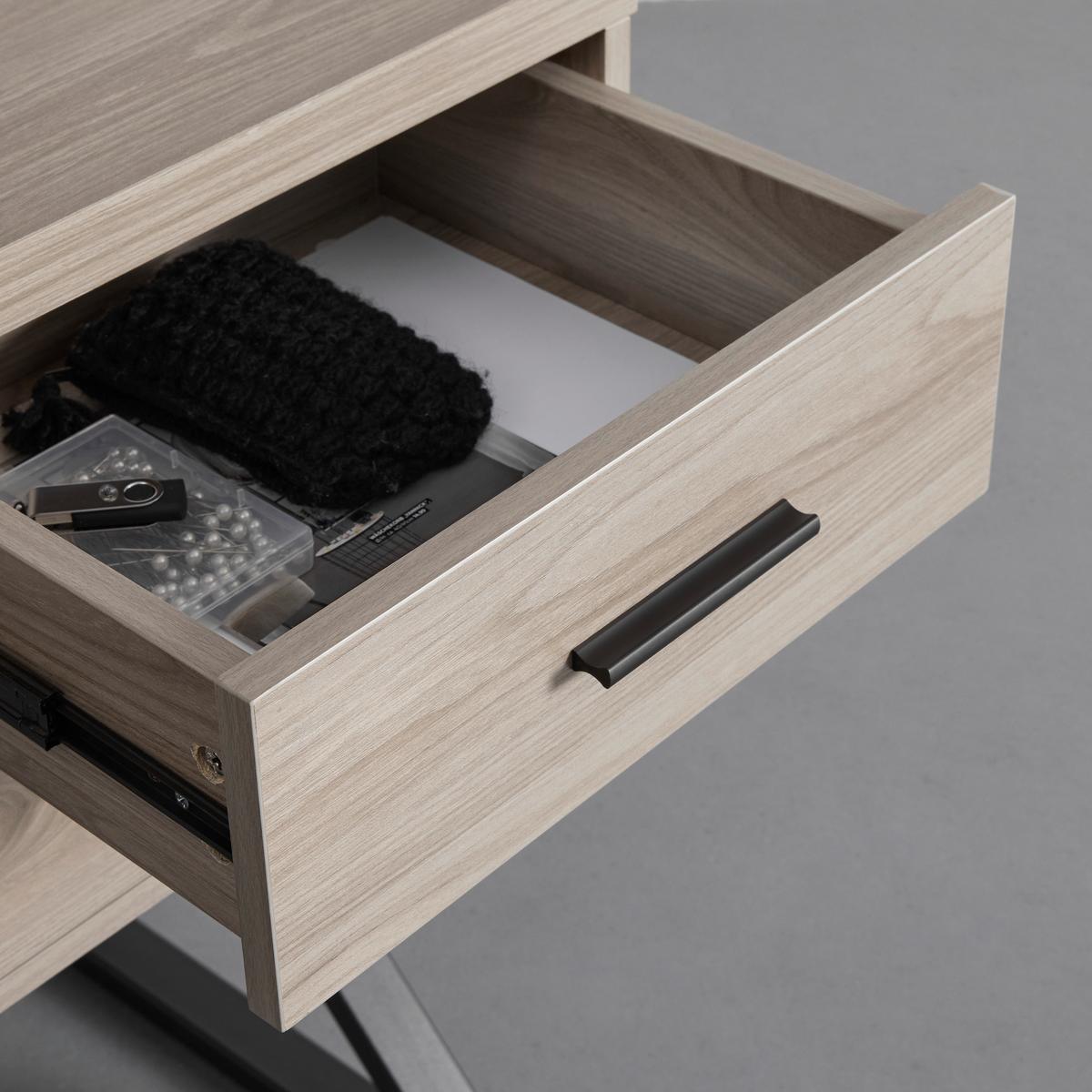 Schreibtisch Jule Eschefarben MDF ca. 120x50 cm - Eschefarben/Schwarz, MODERN, Metall (120/50/76cm) - Bessagi Home