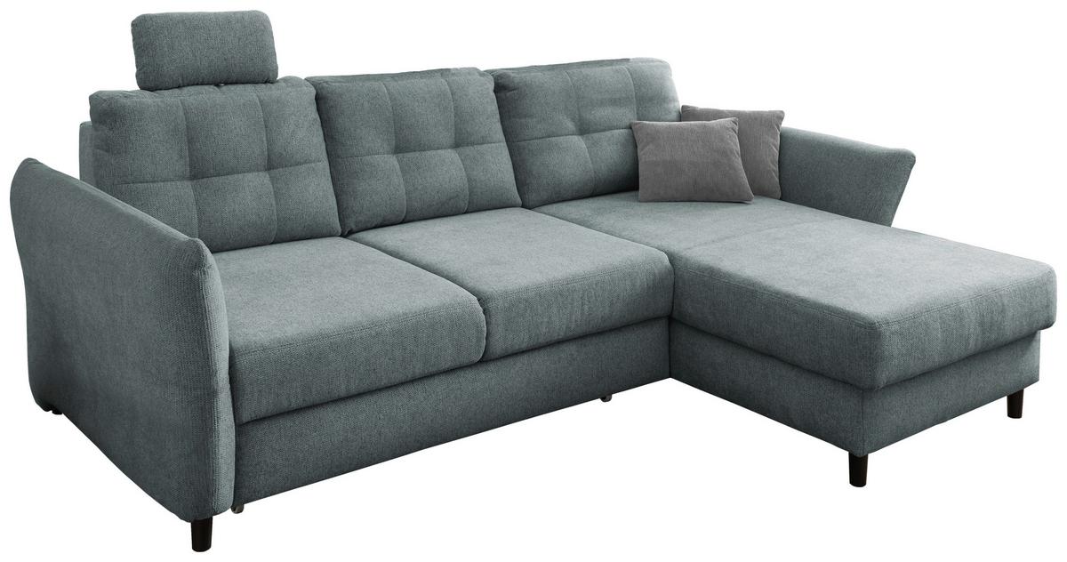 Wohnlandschaft Brizzini Mintgrau Chenille - Mintgrau/Blau, MODERN, Holz/Textil (250-280/176cm) - Livetastic