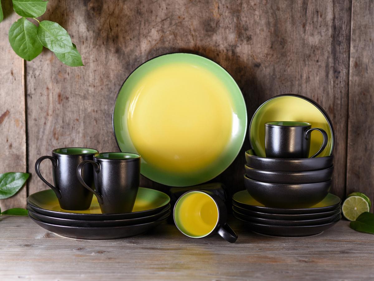 Kombiservice 20220, 16-teilig - Schwarz/Grün, Basics, Keramik (35/34/35cm) - Creatable