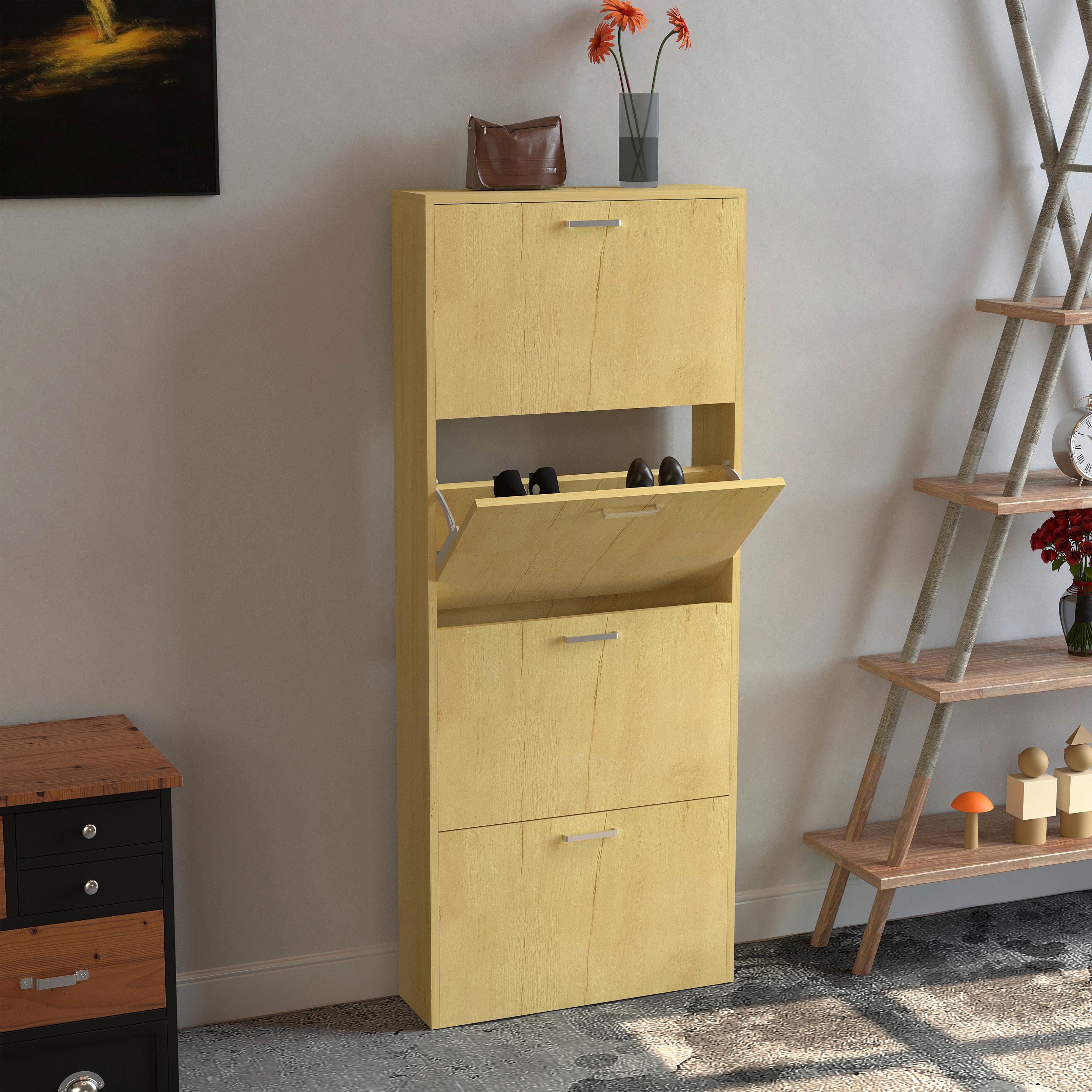 SCHUHSCHRANK SULOS L - Honigeiche/Silberfarben, Design, Holzwerkstoff/Kunststoff (59/144/17cm) - MID.YOU