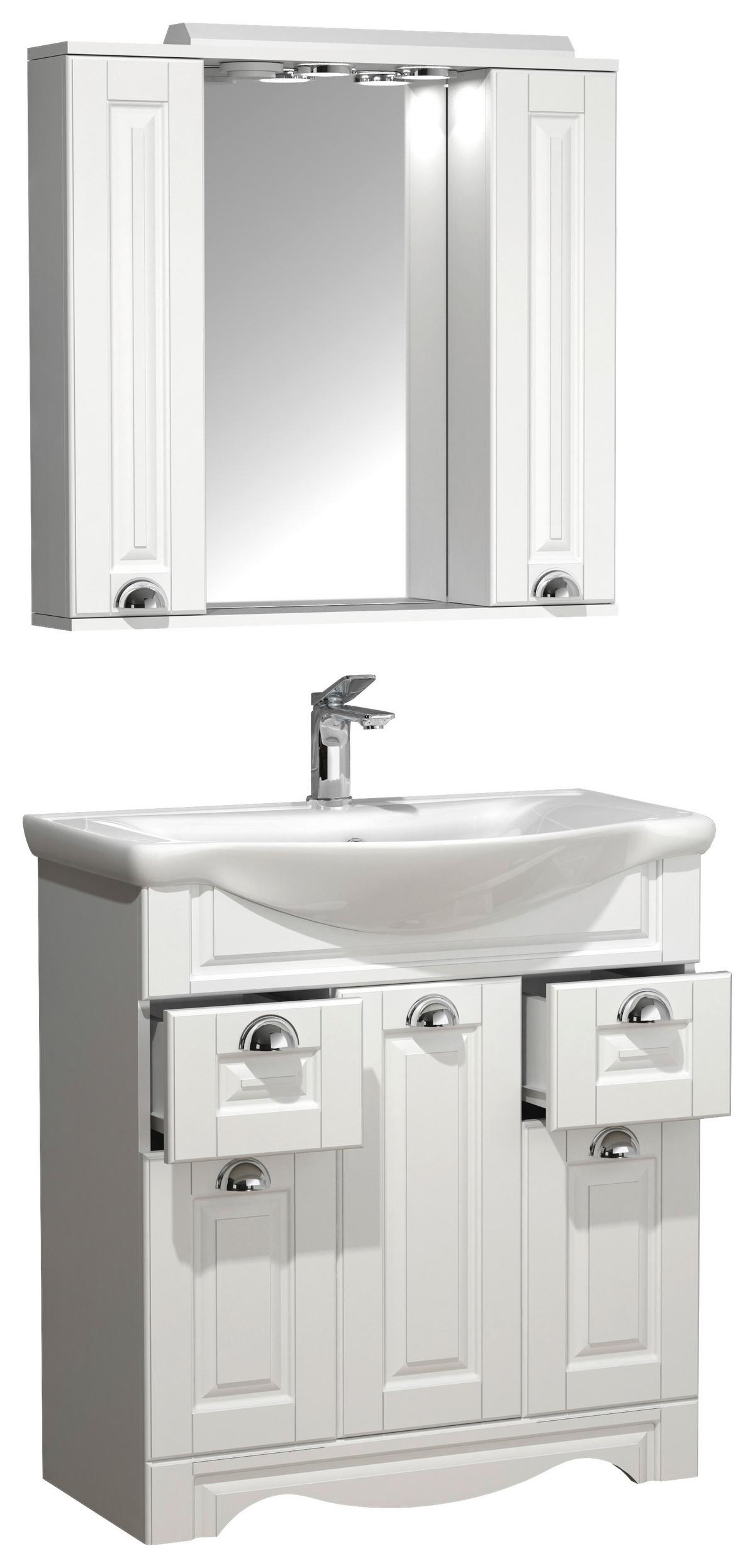 Kopalnica Casalo Xl, Bela - srebrne barve/bela, Moderno, kovina/steklo (75cm) - MID.YOU