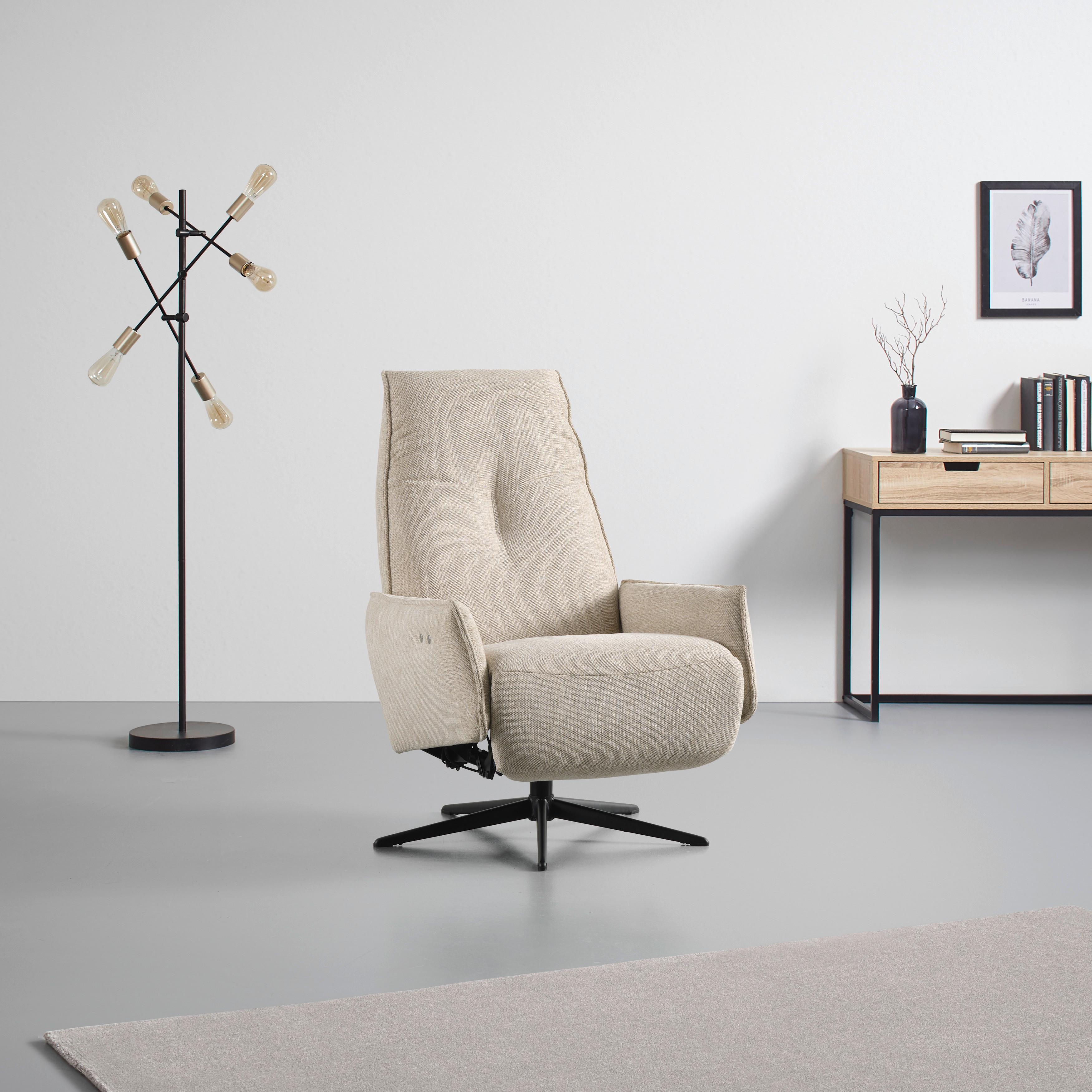 Relaxsessel Venezia Beige - Beige/Schwarz, MODERN, Textil/Metall (76/103/86cm)