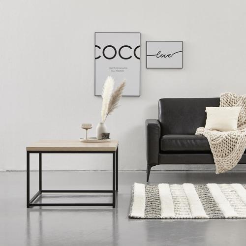 STOLIK KAWOWY MASSA - czarny/kolor dębu sonoma, Lifestyle, materiał drewnopochodny/metal (70/70/48cm) - MID.YOU